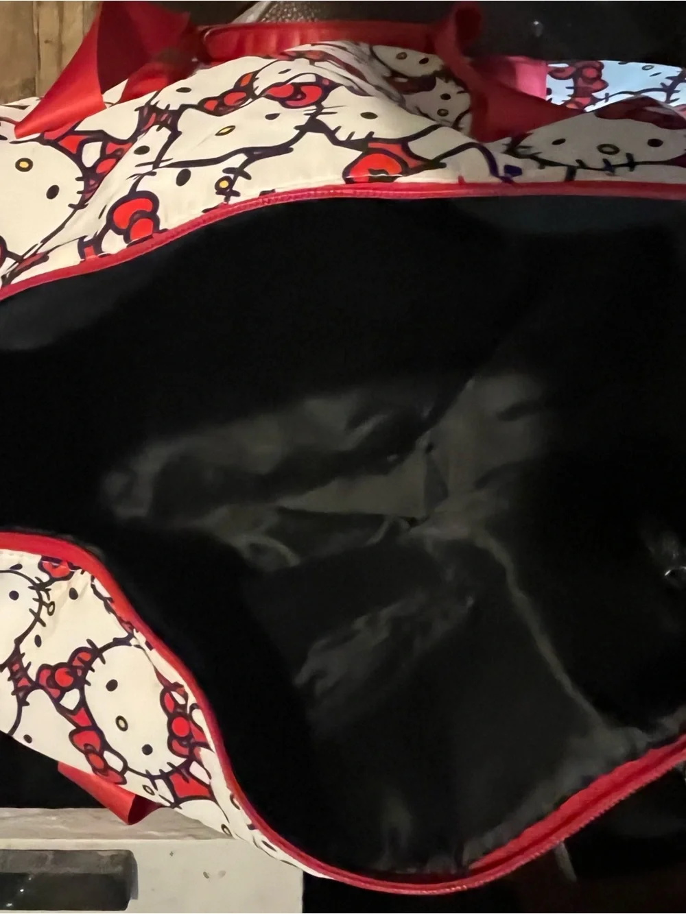 Hello Kitty White Tote with Red Bow Accents